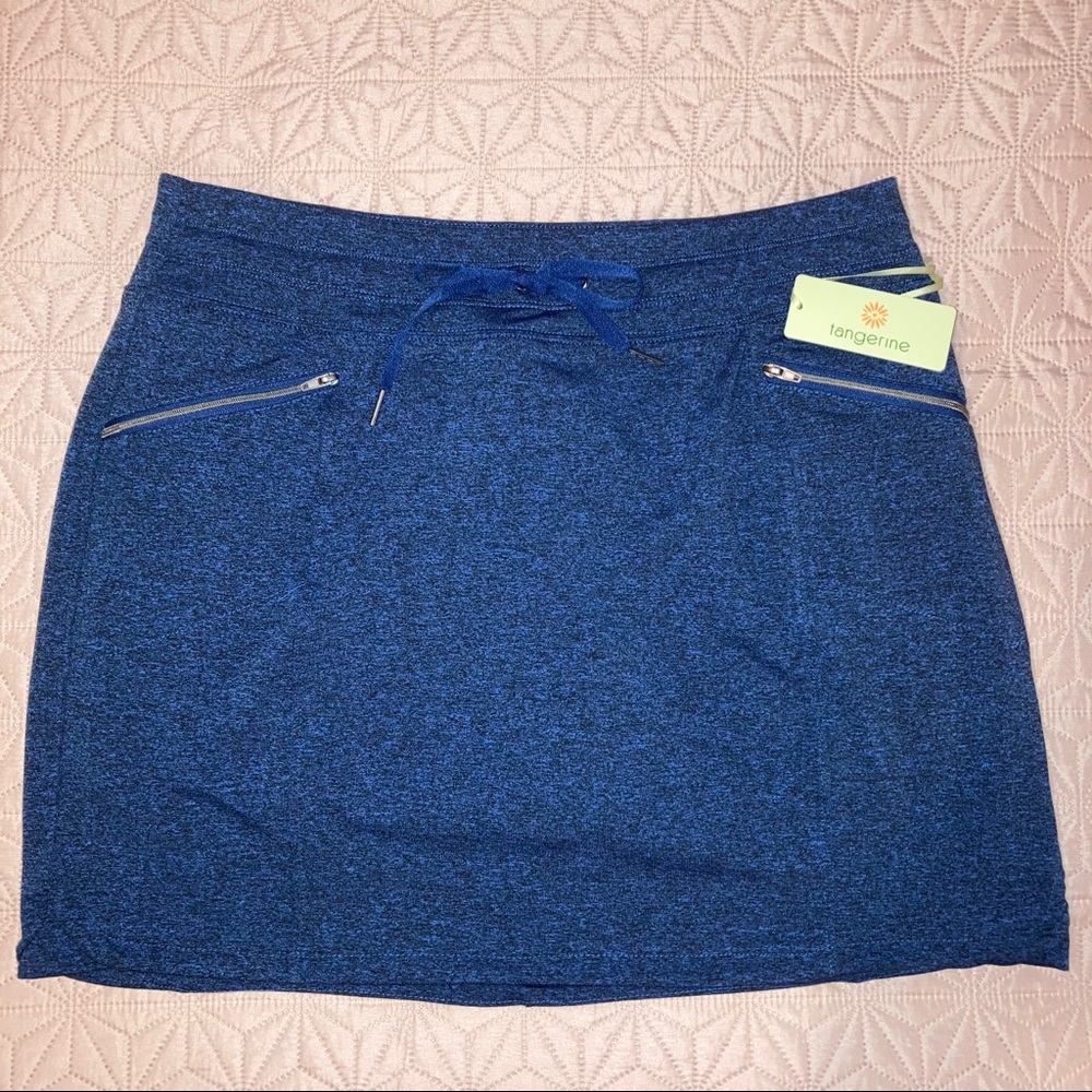 Navy Heather Tangerine Athletic Tie-Waist Skort